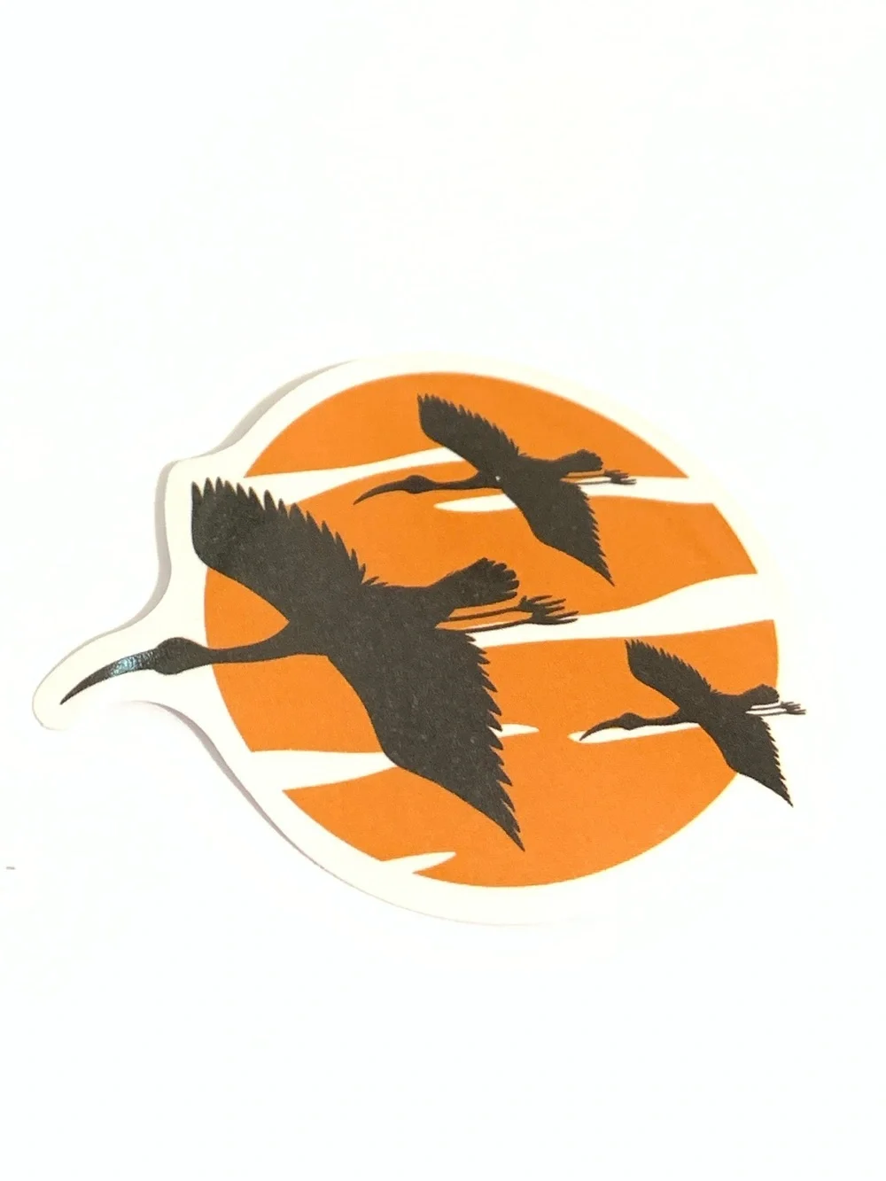 Orange Flying Birds Vinyl Sticker